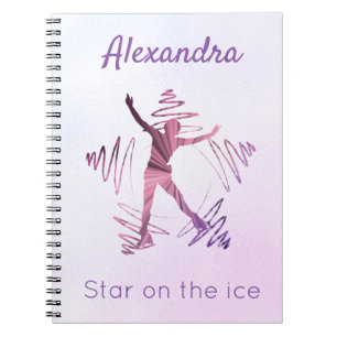 Stern auf Eisfigur Skaten Notebook lila rosa Notizblock