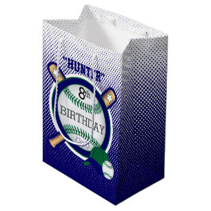 Stern-Baseball-Spieler-Geburtstag - Grün und Blau Mittlere Geschenktüte