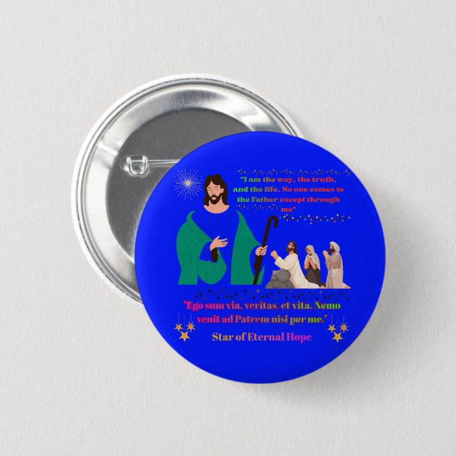 Stern der ewigen Hoffnung hellblau Button (Vorne & Hinten)