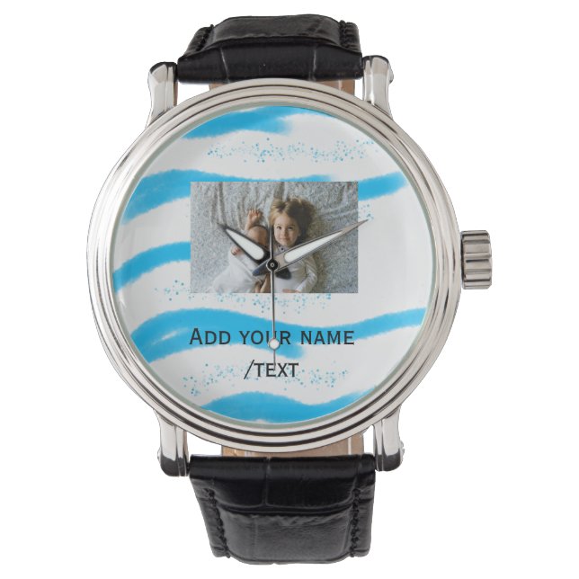 Stern funkelnde Glitzer fügen Foto-Sondertext Armbanduhr (Vorderseite)