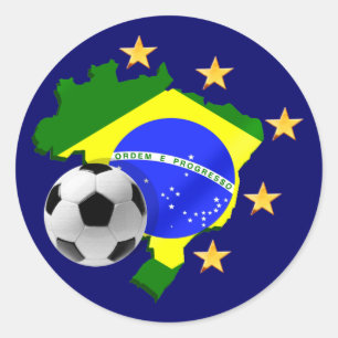 Stern-Fußballgeschenke Brasilien-Karte 5 Runder Aufkleber
