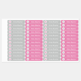 Stern - grau rosa - 96 schmale Kinder  Etiketten