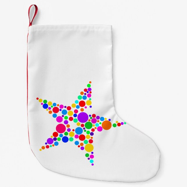 Stern-heller Regenbogen-und weißes Kleiner Weihnachtsstrumpf (Vorderseite)