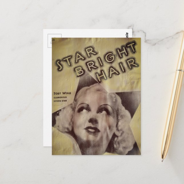 Stern Hellhaar Retro-Werbung Postkarte (Vorderseite/Rückseite Beispiel)