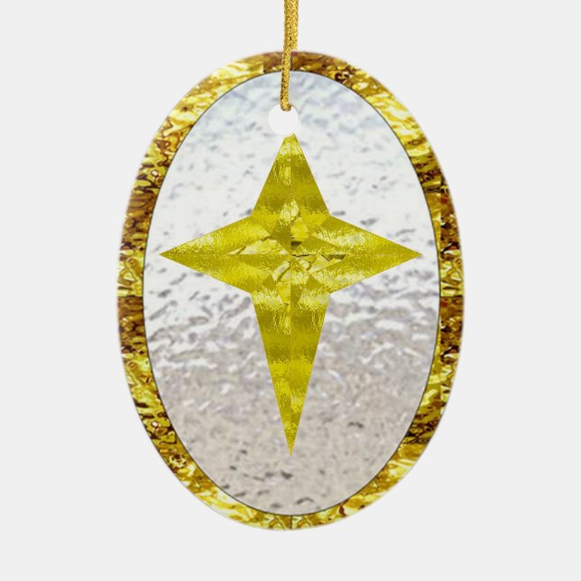 Stern im Buntglas Keramikornament (Vorne)