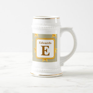 Stern Initiale E Gold Familienmonogramm Erinnerung Bierglas