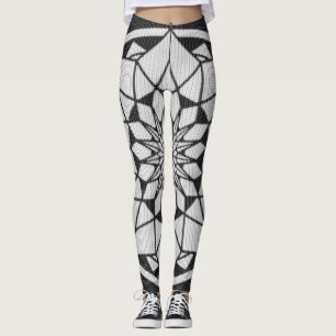 Stern Mandala Stricken schwarz & weiß Leggings