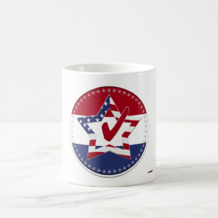 Stern mit US-Flagge, roter Haken und 50 Sterne - r Kaffeetasse