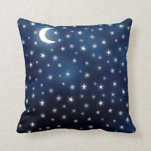 Stern-Mond-blaue Himmels-Traum-Weiß-Marine Kissen