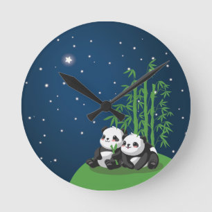 Stern-Nachtpanda Runde Wanduhr