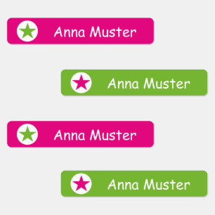 Stern - pink grün - 96 schmale Kinder Etiketten