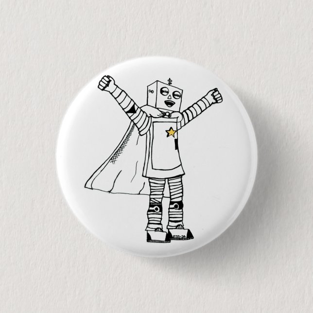 Stern-Roboter-Superheld-Knopf Button (Vorderseite)