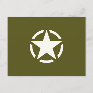 Stern-Schablone Vintage auf Khaki-Grün Postkarte