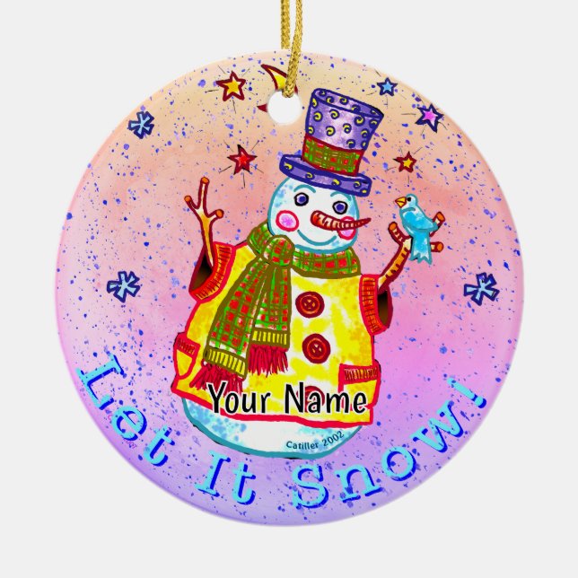 Stern Schneemann Keramik Ornament (Vorne)