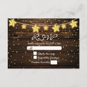 Stern-Schnur beleuchtet rustikale hölzerne RSVP Karte