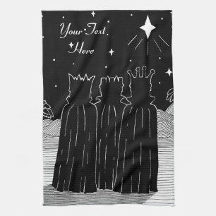 Stern-Schwarzweiss-Kunst drei Könige Weihnachten Küchentuch