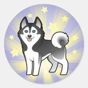 Stern-sibirischer Husky/alaskischer Malamute Runder Aufkleber