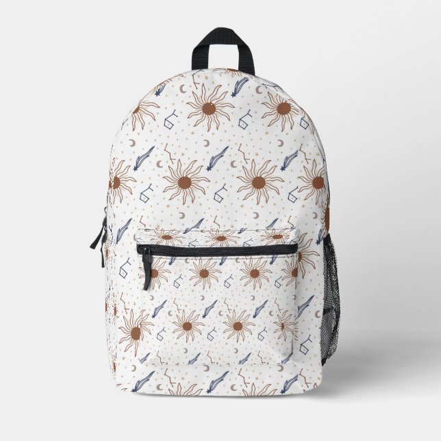 Stern, Sonne und Mond Bedruckter Rucksack (Vorderseite)