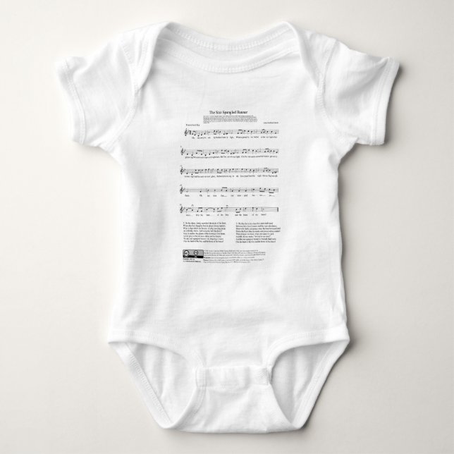 Stern-Spangled Fahnen-Nationalhymne-Musik-Blatt Baby Strampler (Vorderseite)