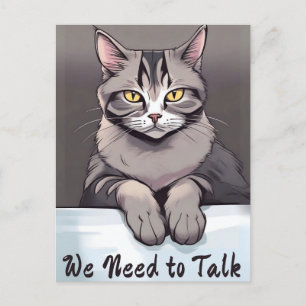 Stern Tabby Cat verlangt einen ernsthaften Vortrag Postkarte