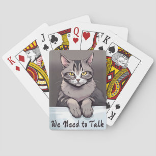 Stern Tabby Cat verlangt einen ernsthaften Vortrag Spielkarten