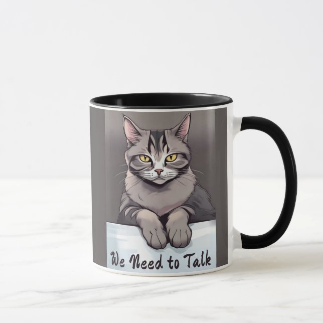 Stern Tabby Cat verlangt einen ernsthaften Vortrag Tasse (Rechts)