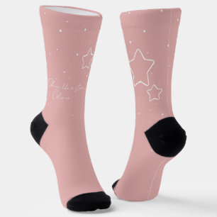 Stern Trio in Rosa und Weiß mit Nachricht und Name Socken