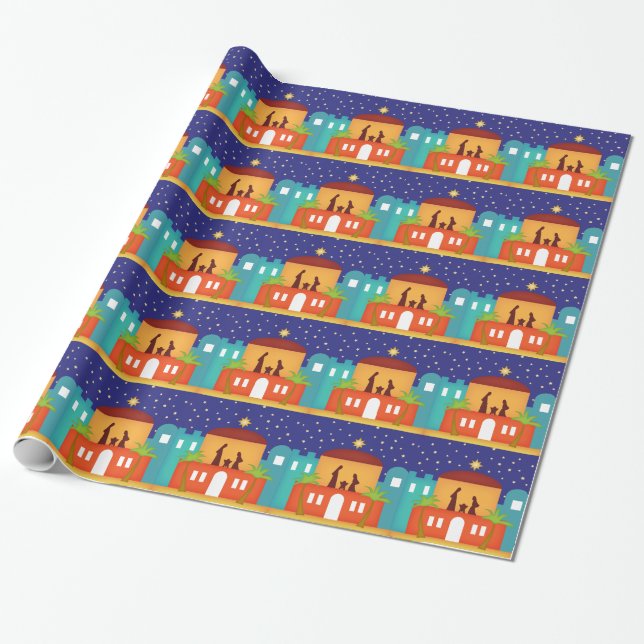 Stern über Bethlehem-WeihnachtsGeburt Christi Geschenkpapier (Ungerollt)
