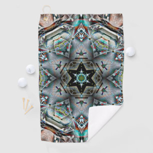 Stern und Hexagon Kaleidoskop mit leichter Textur Golfhandtuch