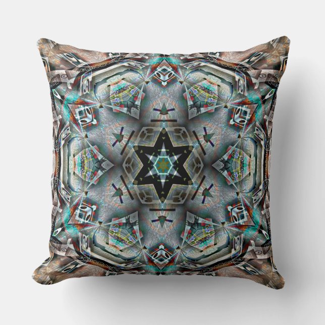 Stern und Hexagon Kaleidoskop mit leichter Textur Kissen (Vorderseite)