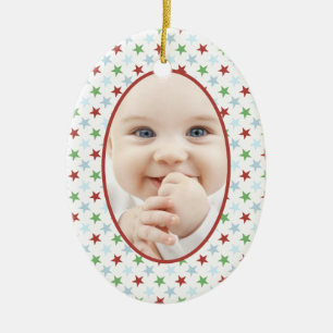Stern-und Lächeln-WeihnachtsFoto-Verzierung Keramikornament