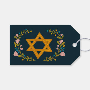 Stern von David Handgezeichnete Blumen Hanukkah in Geschenkanhänger