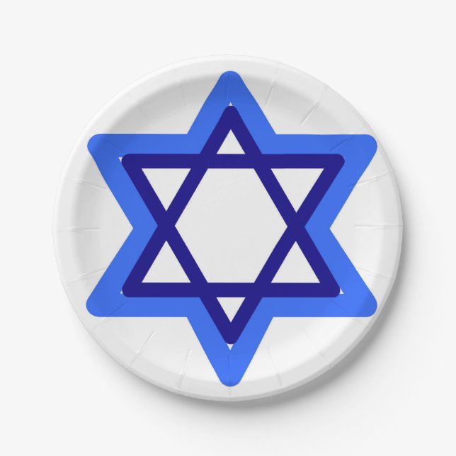 Stern von David Happy Hanukkah Chanukkah jüdisch Pappteller (Vorderseite)