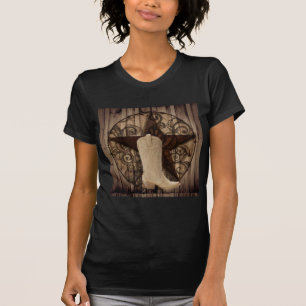 Stern-Western-Landcowgirl Scheunen-hölzernes Texa T-Shirt