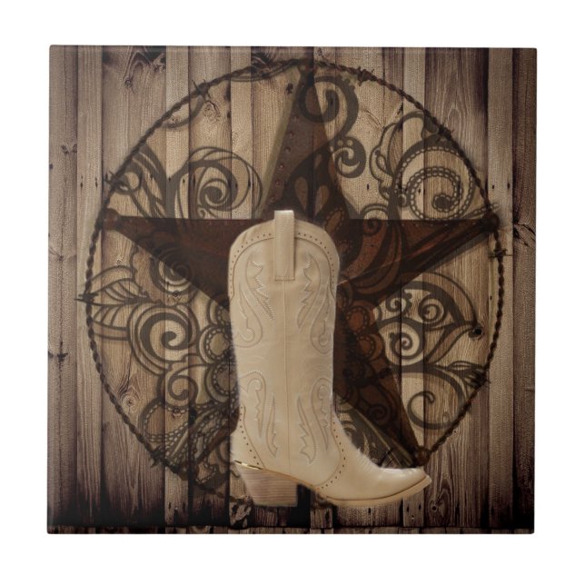Stern-Western-Landcowgirl Scheunen-hölzernes Texas Fliese (Vorderseite)
