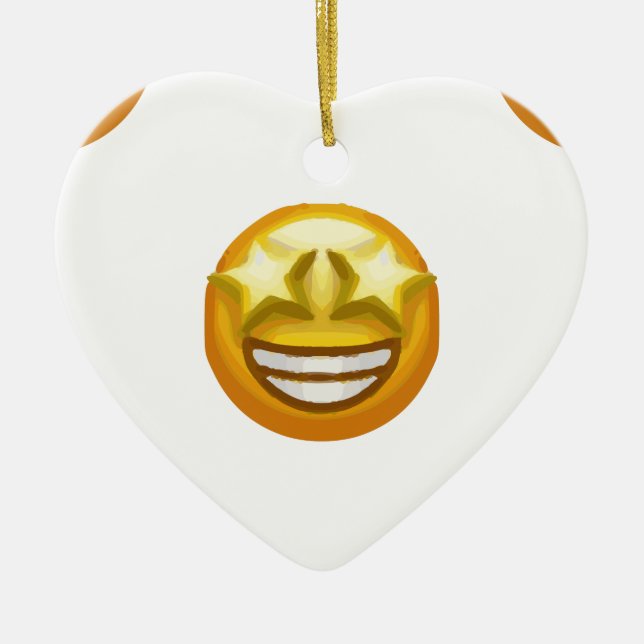 Sternaugen Emoji Keramikornament (Vorne)