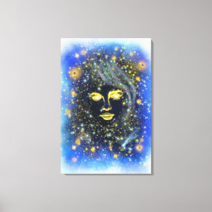 Sternäugige goldene Dame Leinwanddruck Blaue Nacht
