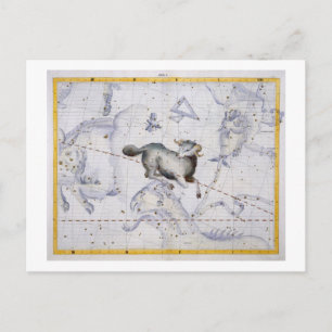 Sternbild Aries, Platte 4 von "Atlas Coeles" Postkarte