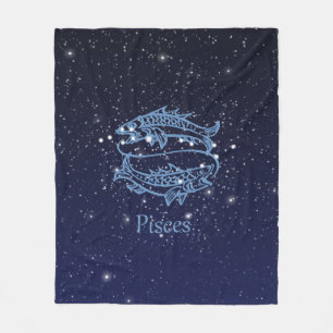 Sternbild Fische und Tierkreiszeichen mit Sternen Fleecedecke