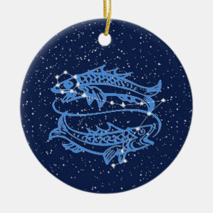 Sternbild Fische und Tierkreiszeichen mit Sternen Keramik Ornament