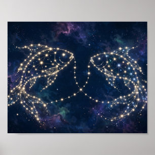 Sternbild Fische Zodiac Sternennacht Kunst Poster