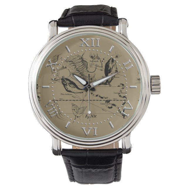 Sternbild Hevelius 1690 auf Taupe Dial Armbanduhr (Vorderseite)