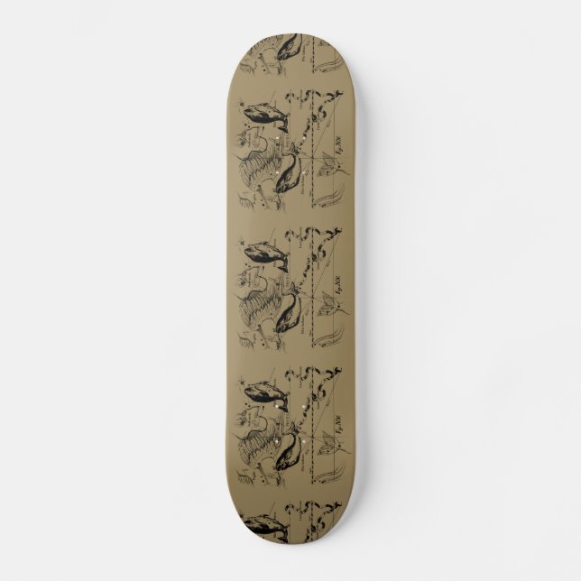 Sternbild Hevelius 1690 auf Taupe Skateboard (Vorderseite)