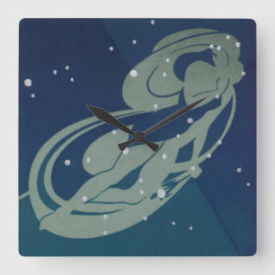Sternbild Jungfrau Retro Tierkreis Astrologie Quadratische Wanduhr