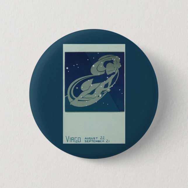 Sternbild Jungfrau Retro-Zodiak Astrologie Button (Vorderseite)