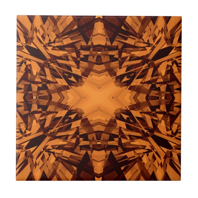 Sternbild Orange Kaleidoskop Fliese (Vorderseite)