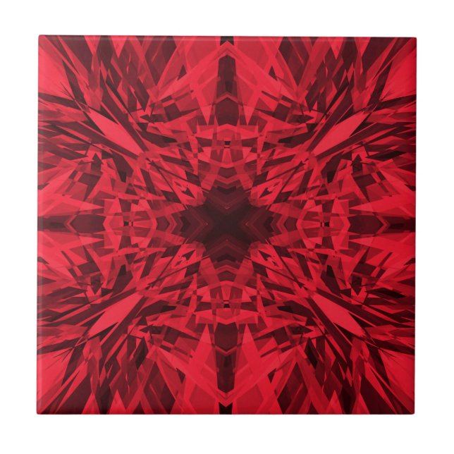 Sternbild Rotes Kaleidoskop Fliese (Vorderseite)
