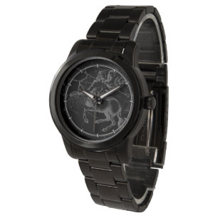 Sternbild Schütze Hevelius Karte auf Schwarz Armbanduhr