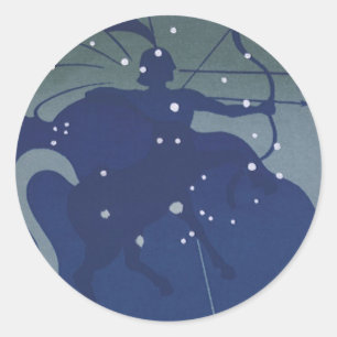 Sternbild Schütze Retro Tierkreis Astrologie Runder Aufkleber