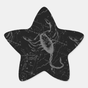 Sternbild Skorpion Hevelius 1690 Vintage Schwarz Stern-Aufkleber